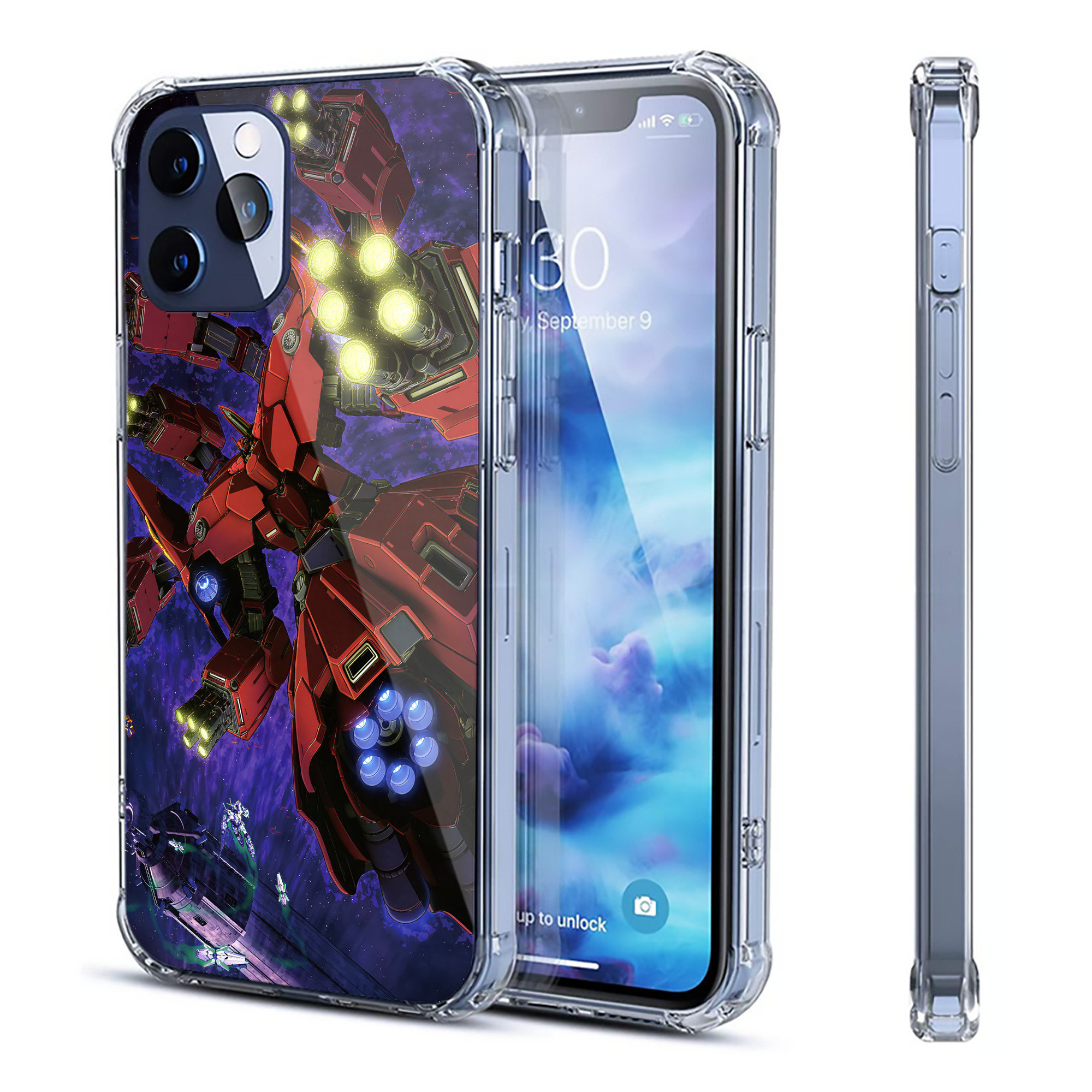 （画像用） 機動戦士ガンダム Mobile Suit Gundam 【iPhone 12シリーズ対応】透明スマホケース（クリアソフトケース）
